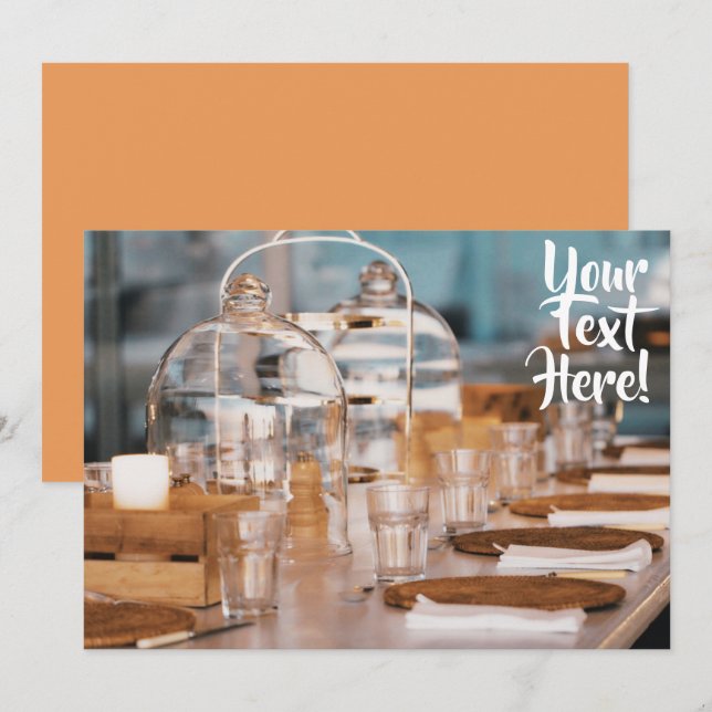 Mesa de comedor puesta Invitación de texto multipr (Anverso / Reverso)