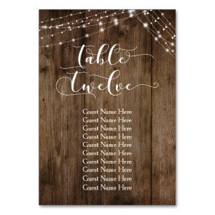 Mesa de madera y luces Doce con Tarjeta de nombres
