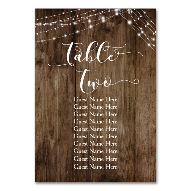 Mesa de Madera y Luces Dos con Tarjeta de Nombres  (Anverso)