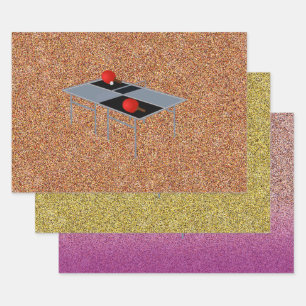 Mesa de ping-pong, rejas, bolas, hojas de envolver