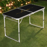 Mesa De Pong Black Gold Modern Script Girly Monograma Nombre<br><div class="desc">Tabla de Monograma de Guión Simple Negro y Oro Beer Pong. Esto hace que el dulce perfecto cumpleaños 16,  boda,  ducha de novia,  aniversario,  ducha de bebé o fiesta de soltera sea regalo para alguien que ama el lujo glam y los estilos de moda.</div>