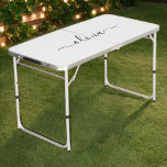 Mesa De Pong Black White Modern Script Girly Monograma Nombre<br><div class="desc">Tabla de Monograma de Guión Simple en Blanco y Negro con Beer Pong. Esto hace que el dulce perfecto cumpleaños 16,  boda,  ducha de novia,  aniversario,  ducha de bebé o fiesta de soltera sea regalo para alguien que ama el lujo glam y los estilos de moda.</div>