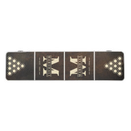 Mesa De Pong Piedra Monazita Marrón Oscuro Monograma y Superpos