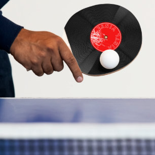 Mesa de tenis de ping pong de vinilo retro pala