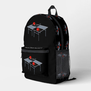 Mesa divertida de tenis servida, mochila de impres