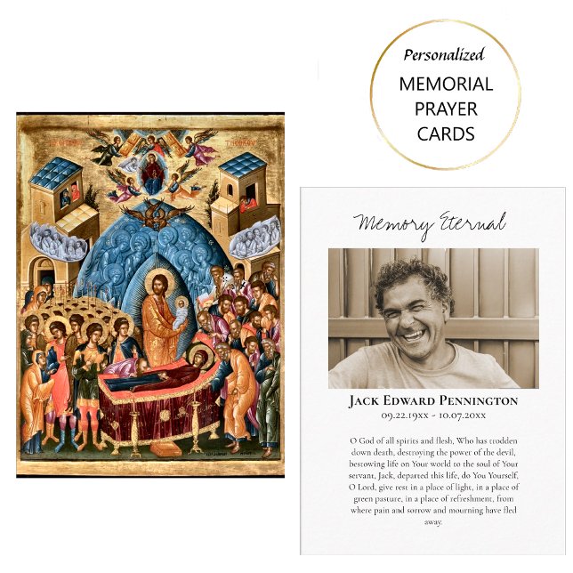 Mesa Dormición de la tarjeta de oración funeraria Theot (Subido por el creador)