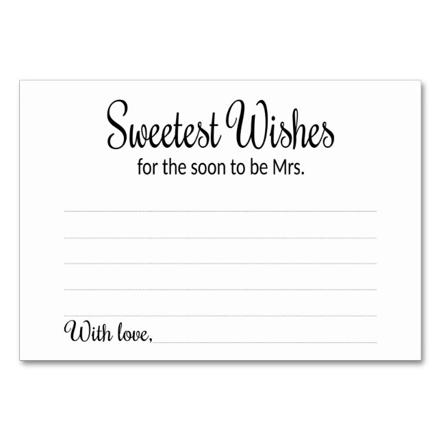 Mesa Dulces deseos para que pronto sea la tarjeta de co (Anverso)