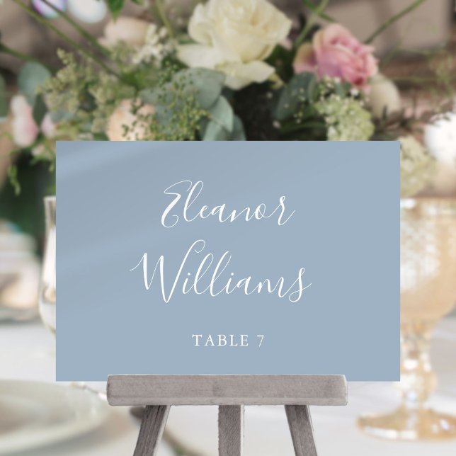 Mesa Dusty Blue Signature Script Boda de la tarjeta (Dusty Blue Signature Script Wedding Place Card)
