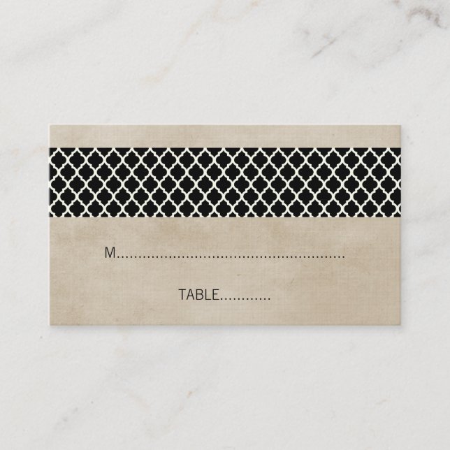 Mesa Ebony Rustic Quatrefoil Boda Tarjeta de plaza (Anverso)