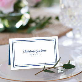 Mesa Elegante Boda Azul Personalizado Blanco Tarjeta de