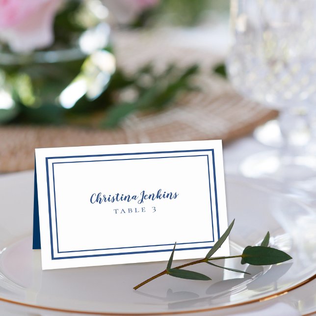 Mesa Elegante Boda Azul Personalizado Blanco Tarjeta de (Subido por el creador)