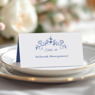 Mesa Elegante Romance Azul Boda de color azul Tarjeta d