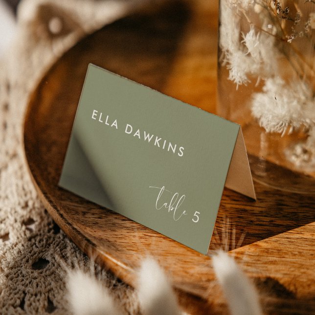 Mesa Elegante tarjeta de boda verde sabio (Folded sage green wedding place card)
