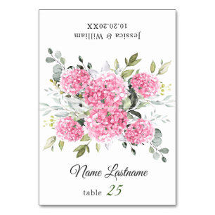 Mesa Elegante Tarjeta de Escort Boda de Rubor Hydrangea