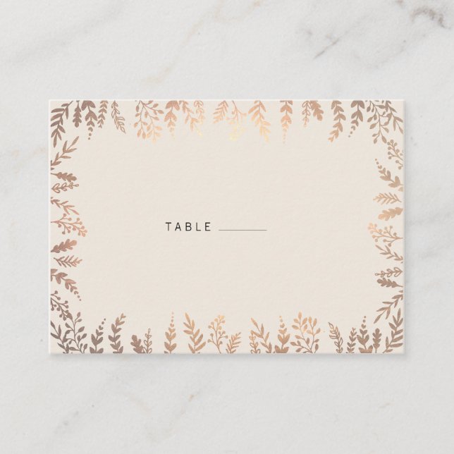 Mesa Elegante Tarjeta de Escort Foliage de Faux Gold (Anverso)