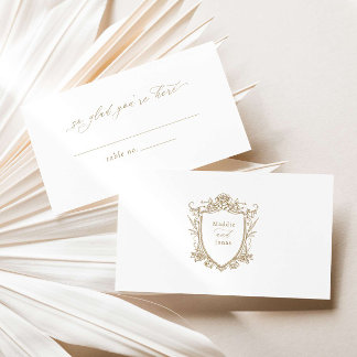 Mesa Elegante tarjeta de lugar con caligrafía + escudo 