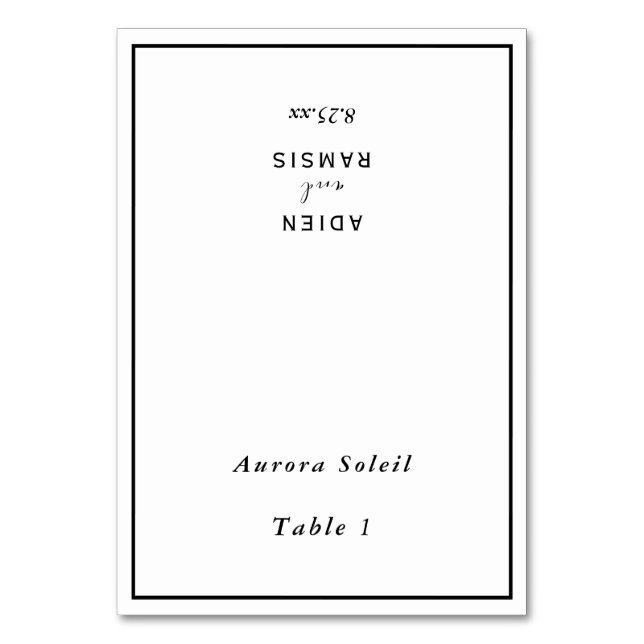 Mesa Elegante tarjeta de lugar plegable Boda moderno (Anverso)