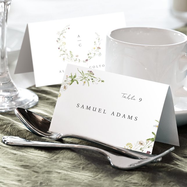 Mesa Elegante tarjeta de lugar plegable de Boho rústico (Elegant Wildflower Rustic Boho Foldable Place Card)