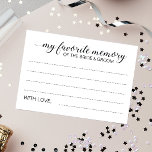 Mesa Elegante tarjeta de matrimonio favorita de novia G<br><div class="desc">Estas elegantes tarjetas de memoria favoritas serán la incorporación perfecta a la recepción de tu boda o a la ducha nupcial. Este diseño presenta una combinación de escritura a mano y tipos de letra de bloque en negro. Los clientes pueden dejar su más preciada memoria de la novia y del...</div>