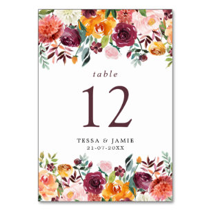 Mesa Elegante tarjeta de número de tabla floral románti