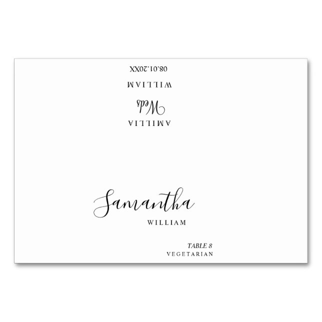 Mesa Elegante tarjeta de plaza Boda Minimalista | Nombr (Anverso)