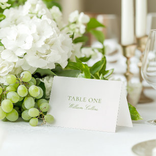 Mesa Elegante tarjeta de plaza Boda Sage Green & Beige