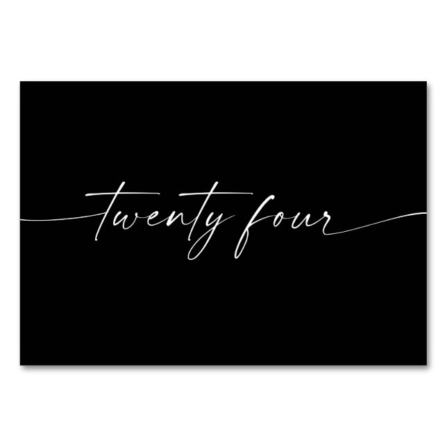 Mesa Elegante Tarjeta Mínima de Tabla de Guiones Número (Anverso)