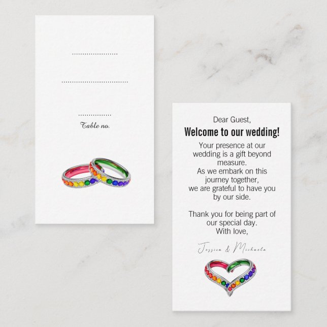 Mesa 🌈Encantadora tarjeta de lugar única entrelazada e (Anverso / Reverso)