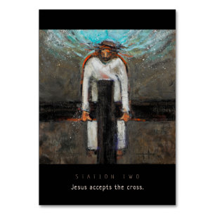 Mesa Estación 2, Jesús acepta tarjeta de oración cruzad