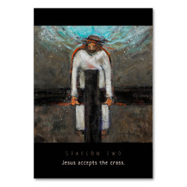 Mesa Estación 2, Jesús acepta tarjeta de oración cruzad