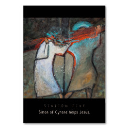 Mesa Estación 5, ayuda Simón de Cyrene, tarjeta de orac