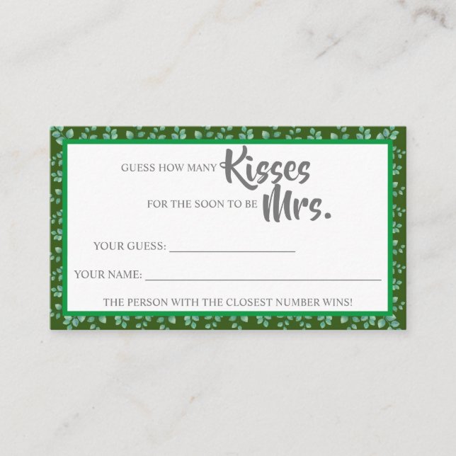 Mesa Eucalyptus ¿Cuántos besos para la tarjeta de la se (Anverso)