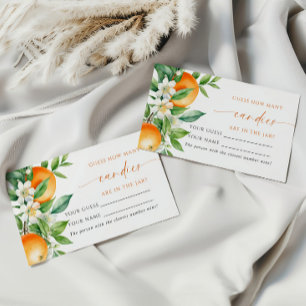 Mesa Floral naranja Cuántos Candies Ducha Tarjeta de ju