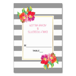 Mesa Flores acuáticas rayas boda tarjeta de escolta