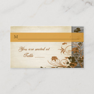 Mesa Flores autum, tarjeta de lugar Boda de madera de F