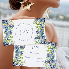 Mesa Flores azules de arándano azul boda Tarjeta Flat P