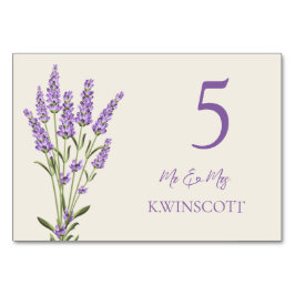 Mesa Flores de lavanda morada Número de tabla Tarjeta d
