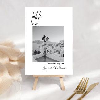 Mesa Foto mínima moderna del boda | Tarjeta de números
