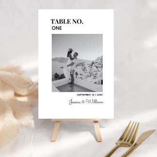 Mesa Foto mínima moderna del boda | Tarjeta de números