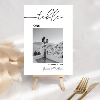 Mesa Foto mínima moderna del boda | Tarjeta de números