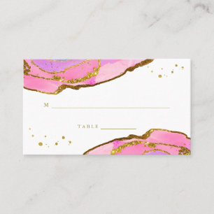 Mesa Geode rosa azul y oro Tarjeta de boda Escort