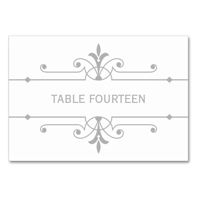 Mesa Gris v2 Tarjeta de tabla de Bodas ornamentales de  (Anverso)