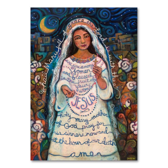 Mesa Hail Mary, tarjeta de oración de Ave Maria (Anverso)