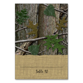 Mesa Hojas de corteza de árbol y tarjeta Burlap Place