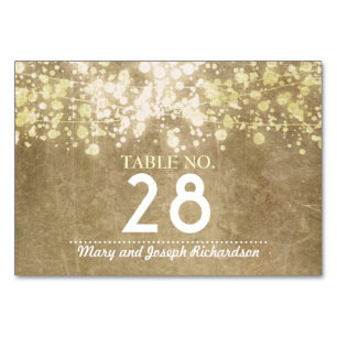 Mesa Iluminación de cadena Número de tabla Boda Tarjeta