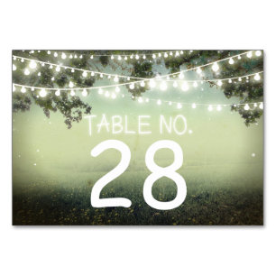 Mesa Iluminación de cadena Número de tabla Boda Tarjeta