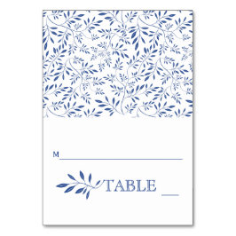 Mesa Índigo azul hojas boda tarjeta de escolta plegada