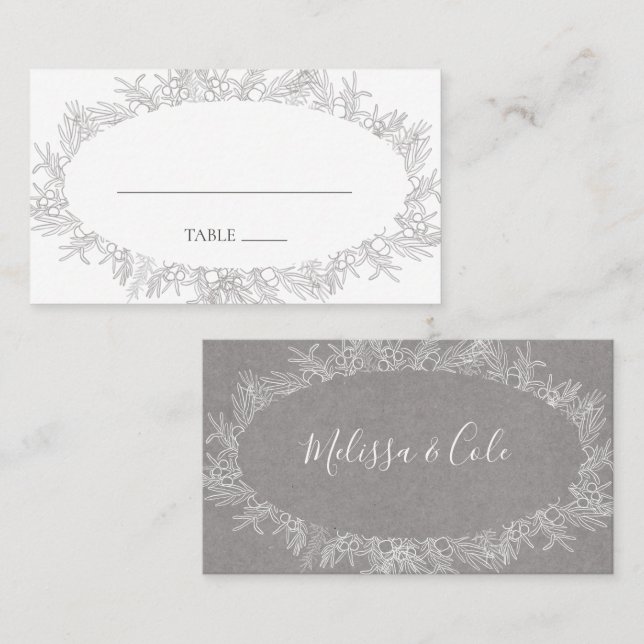 Mesa Invierno ruso | Tarjeta de plaza de Boda plana gri (Anverso / Reverso)