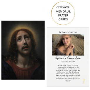 Mesa La pasión de la tarjeta de oración funeraria catól