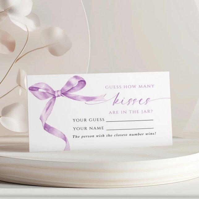 Mesa Lavender Bow ¿Cuántas Besos Ducha tarjeta de juego (Subido por el creador)
